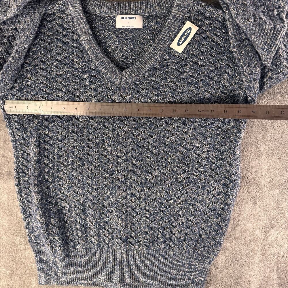 Old Navy Women’s S Blue Solid Open-Knit V-Neck Pullover Sweater Long Sleeve - Picture 9 of 9